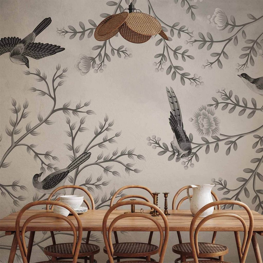 Vlies Fototapete - Birds in the Garden - Third Variant 400x280 cm Blumen b-C-10064-a-c