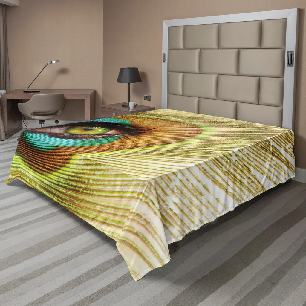 Drap de lit Grande Taille 266x260 cm Paon Abstrait pour Lit Décoratif XL