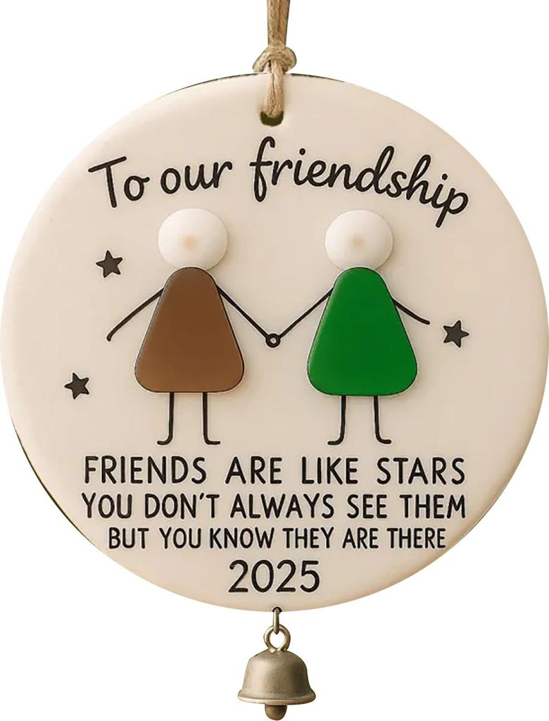 Freundschafts-Weihnachtsbaumschmuck aus Treibglas, rund/herzförmig, handgefertigtes Erinnerungsstück für beste Freunde, zum Aufhängen am Weihna...