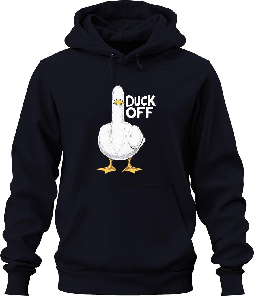 Duck Off freche Ente Mittelfinger sarkastisch Geschenk Lustig Uni Hoodie Kapuzenpullover, Navy, XL
