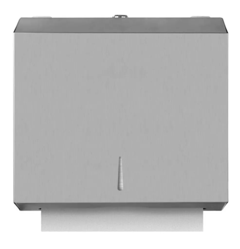 Distributeur de papier essuie-mains mural inox gris métal pour WC