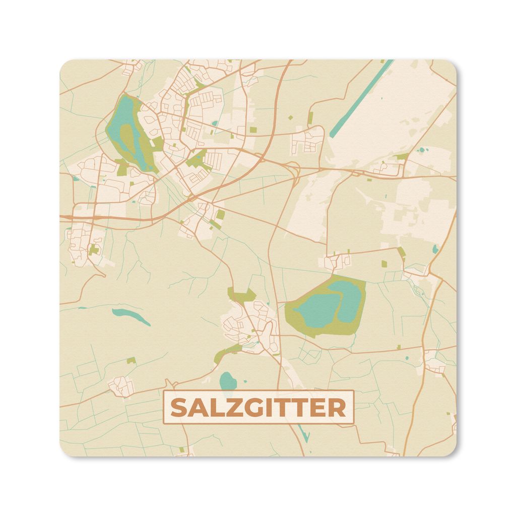 MuchoWow Mauspad Mousepad Stadtplan - Salzgitter - Stadtplan - Vintage 20x20 cm - Mousepads - Maus Mat - Pad - Mausunterlage - Desk Mat - Bureaua...