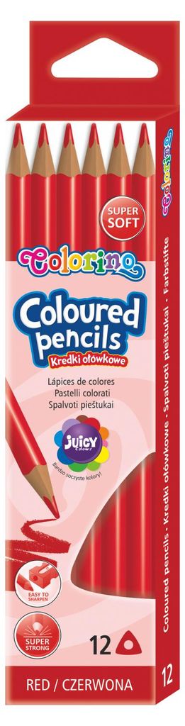 Dreieckige Bleistiftkreiden 12 Stück Colorino Rot Produktbild 