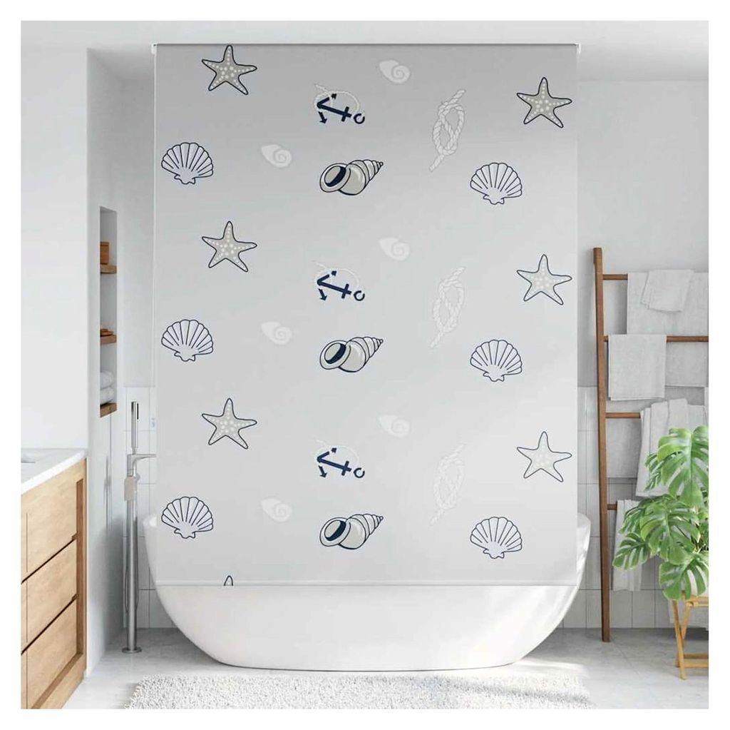PEVA Duschrollo Seestern, 240x150cm, wasserfest, vielseitig montierbar, kindersicher