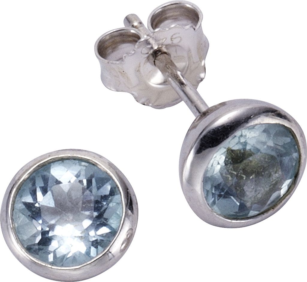Zeeme Gemstones Ohrringe 925/- Sterling Silber 0,75cm weiß Blautopas beh. blau 358220410-9
