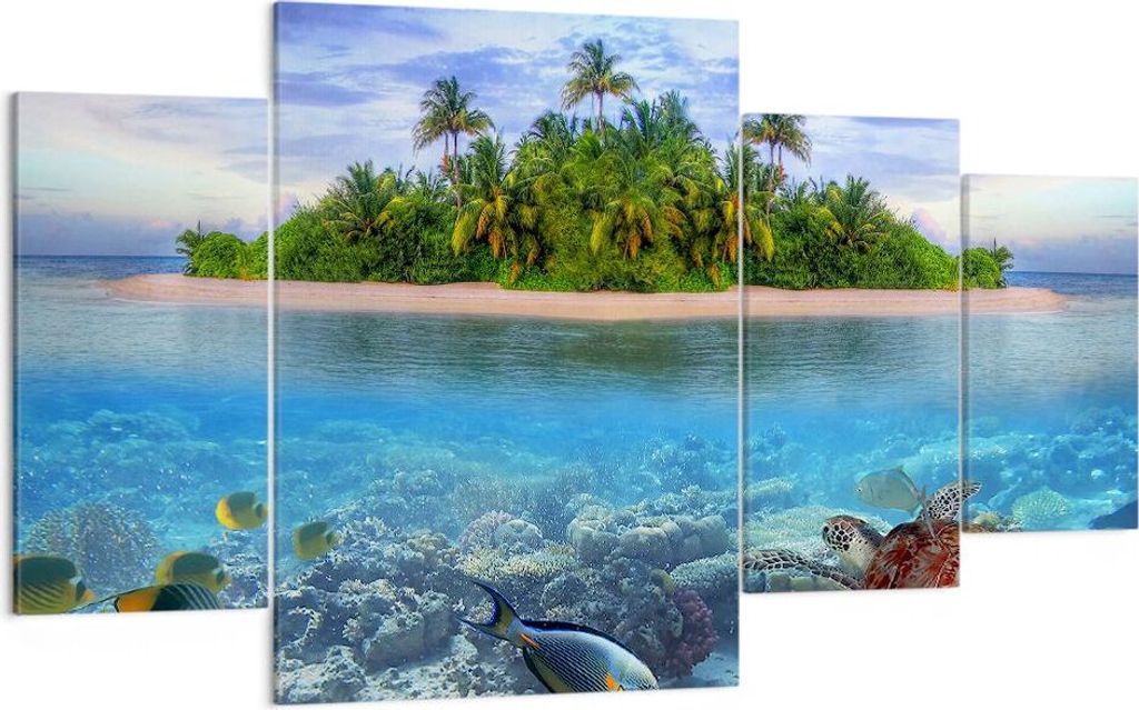 Bild auf Leinwand - Leinwandbild - Strand lagune wasser ozean - 160x90cm - Wand Bild - Wanddeko - Leinwanddruck - Bilder - Kunstdruck - Wanddekorat...