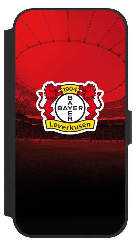 NIVOCASE Klapphülle für Apple iPhone 12 Pro Handyhülle aus Kunst Leder NIVOflip schwarz Bayer 04 Leverkusen Offizielles Lizenzprodukt Stadion