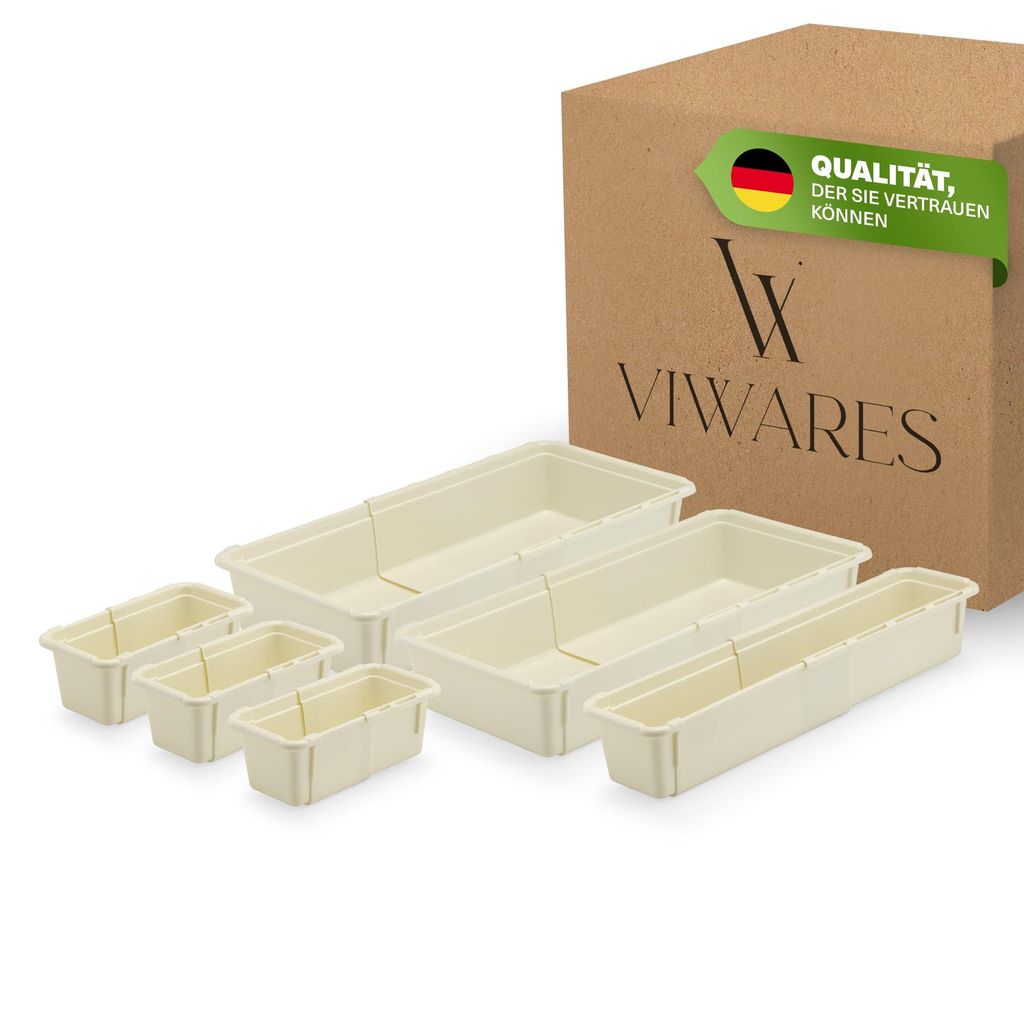 Viwares Minimax Organizer Set – 6-teiliges Schubladen Ordnungssystem aus Kunststoff – stapelbare Aufbewahrungsboxen für Schminke, Werkzeug, B...