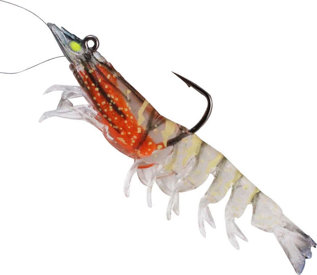 1/3/6 Stück Angelköder, Garnelenköder mit Haken, realistisch aussehend, leuchtende Farbe, Süßwasser-/Salzwassergarnelen, Swimbaits, weiche Köder