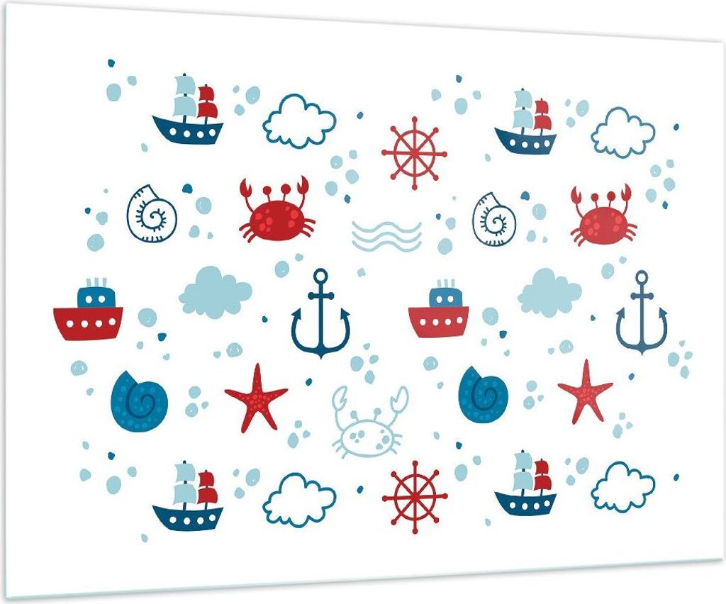 Bilder auf glas - Meer Boot Anker Schiff - 100x70cm - Glasbilder - Wandbilder - Kunstdruck - zum Aufhängen bereit - Wanddekoration aus Glas - Glas...