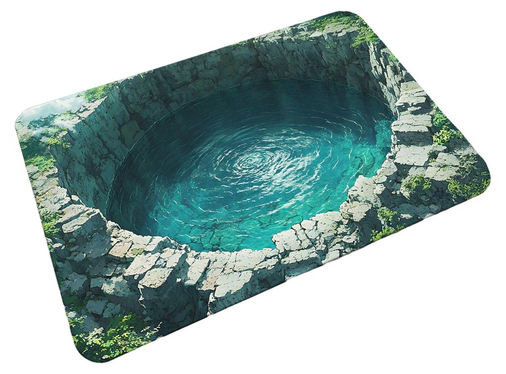 3D-Teich-Fußmatte aus Kieselgur, realistische Wasserbecken-Fisch-Optik, saugfähig, rutschfest, für Bad, Eingangsbereich, Küche und Wohnzimmer