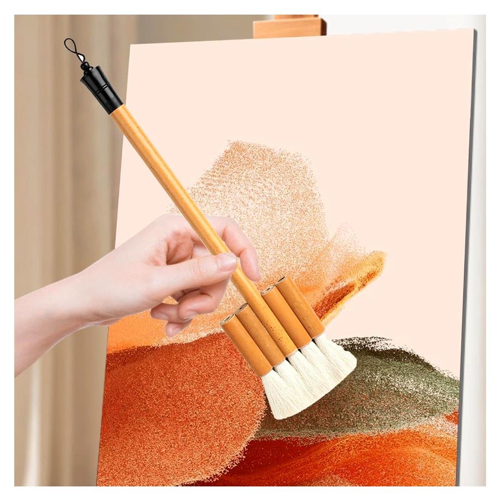 Ziegenhaar-Hake-Pinsel, Kunstpinsel, multifunktional, flache Pinsel für Öl und Wasser, 5 Röhre