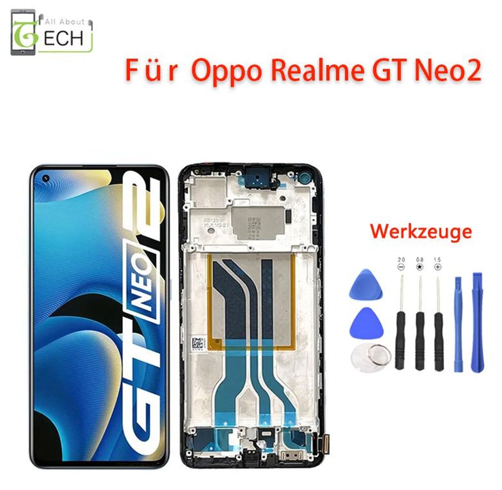 Für Oppo Realme GT Neo 2 LCD Display mit Rahmen Touch Screen Bildschirm