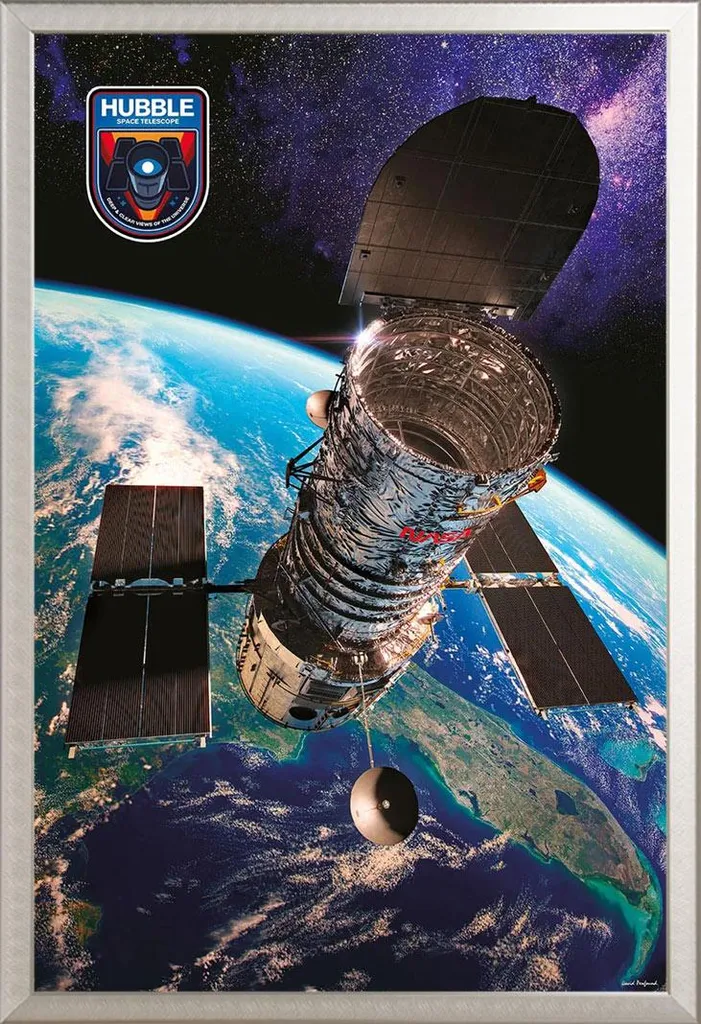 Poster Hubble con Cornice Shinsuke® Maxi Alluminio Argento - 61x91,5 cm