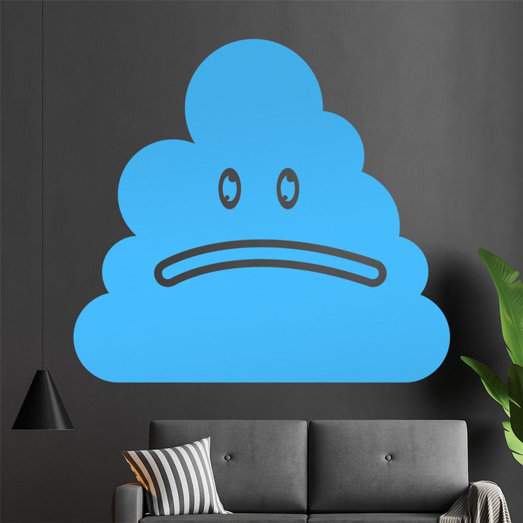 KIWISTAR Trauriger Poo Wandtattoo in 6 Größen - Wandaufkleber Wall Sticker - Dekoration, Küche, Wohnzimmer, Schlafzimmer, Badezimmer