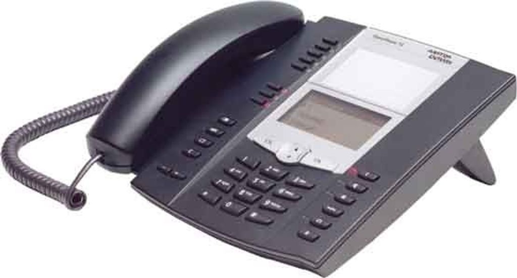 A black and gray DeTeWe Openphone 73 telephone is shown against a white background.