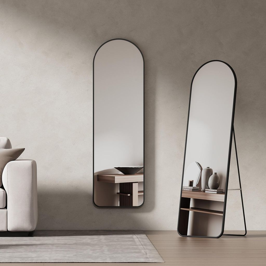 EMKE Miroir sur pied 140x40cm Miroir corps entier Noir Image du produit 