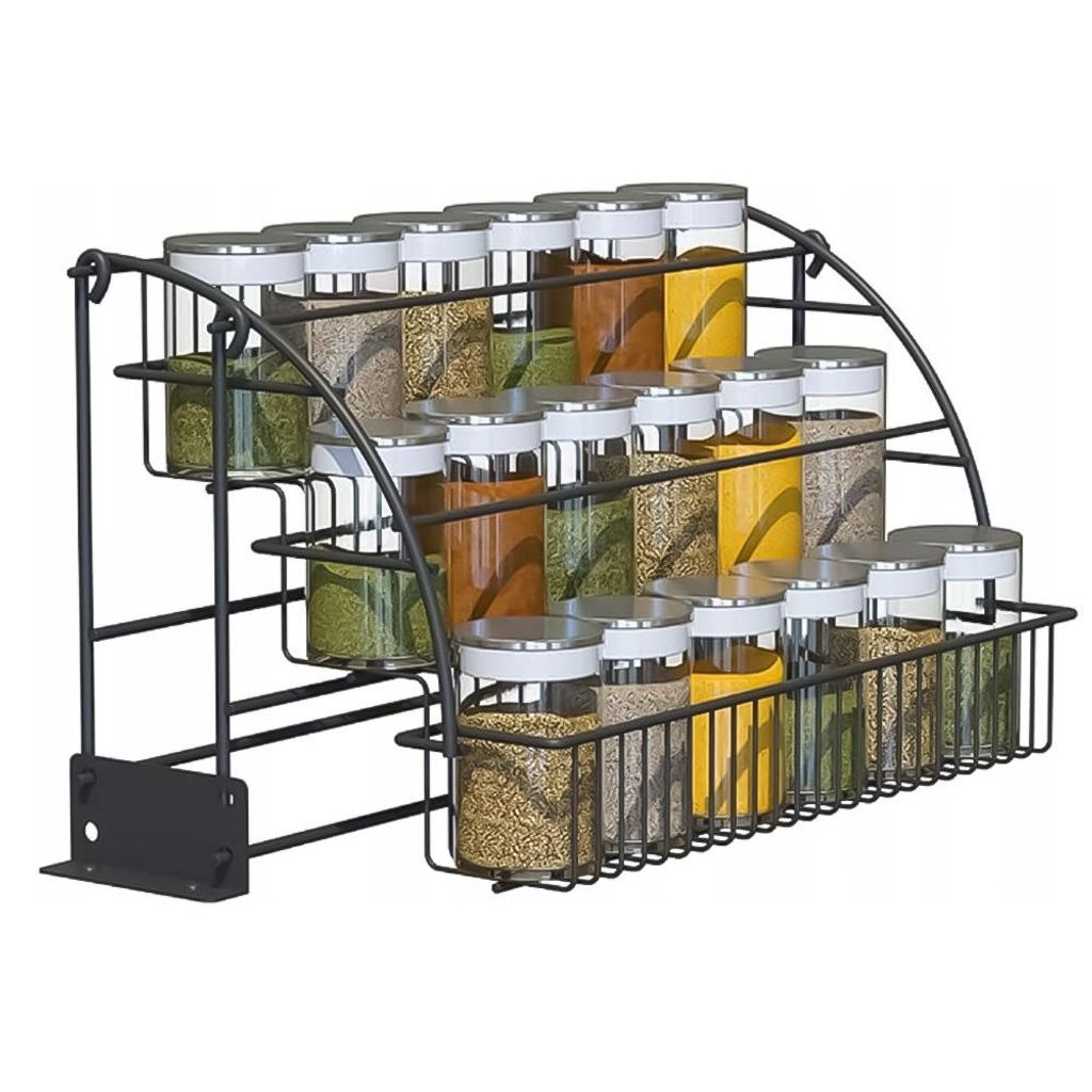 3 Etagen Pull Down Gewürzregal Stehend, Gewürzständer Metall Einziehbare, Gewürzregale für die Küche, Schrank und Arbeitsplatte, Spice Rack O...