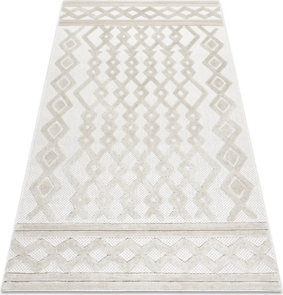 Grand tapis de salon effet sisal beige 180x270 cm design géométrique