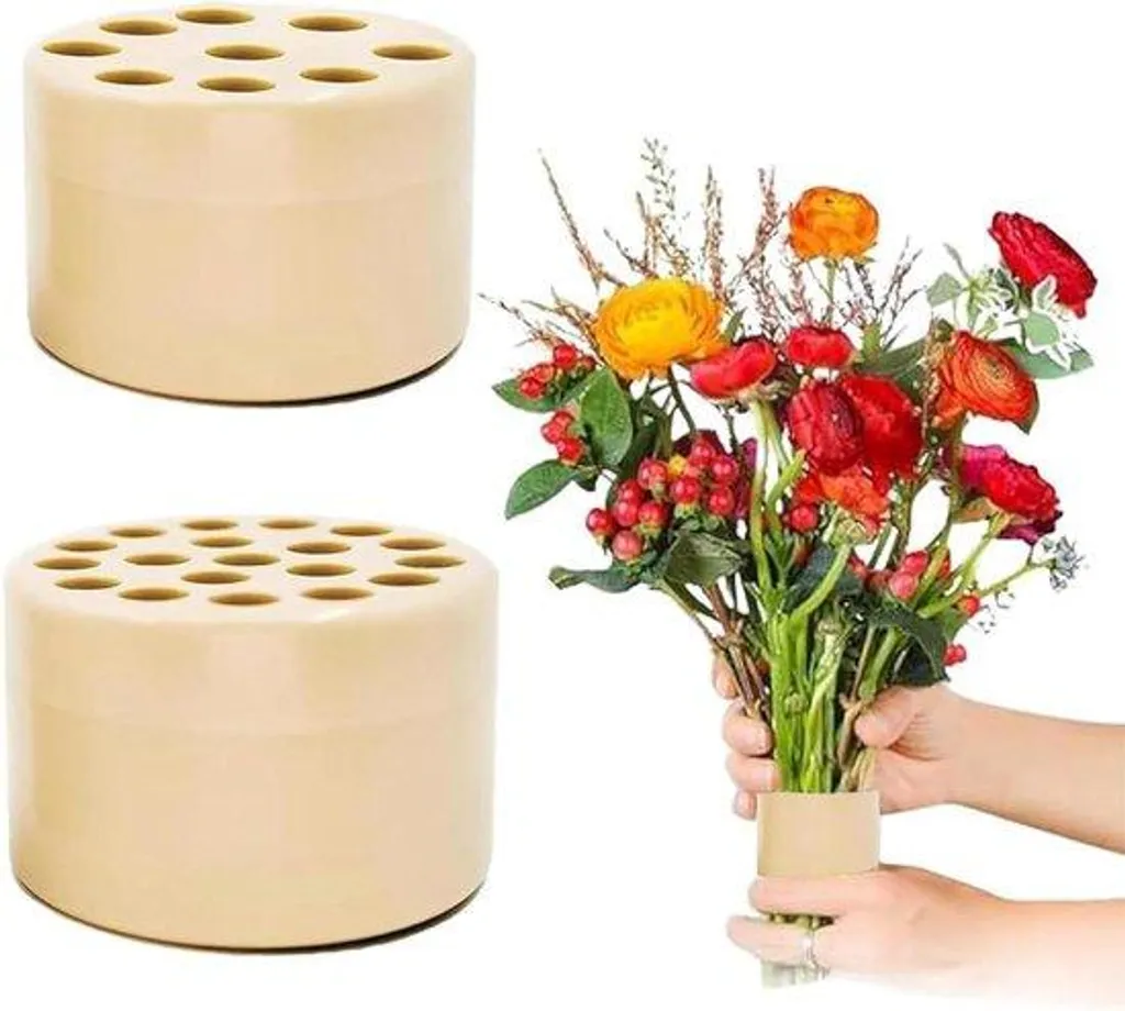 Porte-fleurs en spirale flexible jaune, accessoire pour vase Ikebana