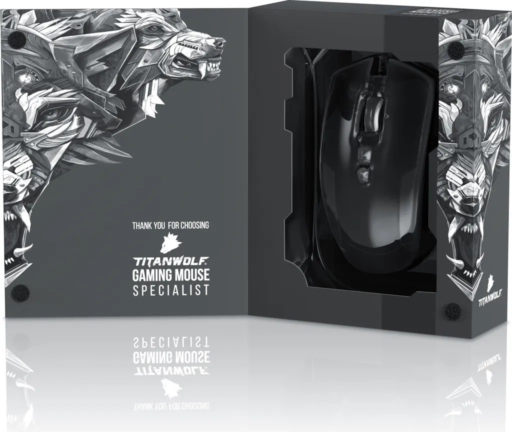 Souris de jeu filaire Titanwolf avec capteur laser RGB 10800 dpi