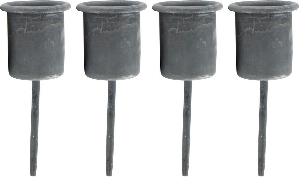 Novaliv 4x Stabkerzenhalter grau I Kerzenpick 7,1 x Ø 2,8 cm Kerzenstecker für Adventskranzdekoration I Kerzenspieß Kerzenleuchter I Dekoration ...