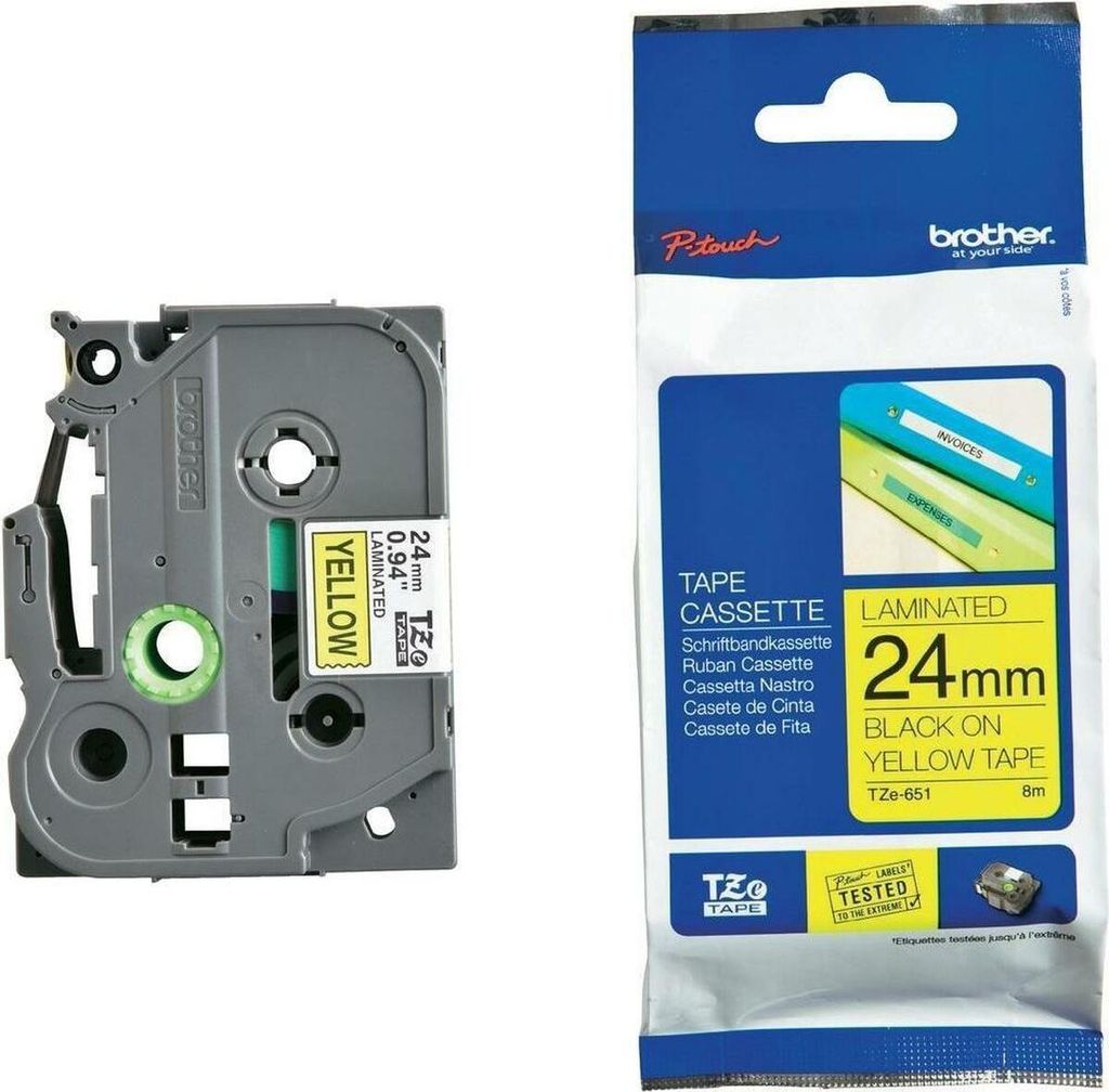 Brother Schriftbandkassette TZE-651 gelb/schwarz 24 mm Produktbild 