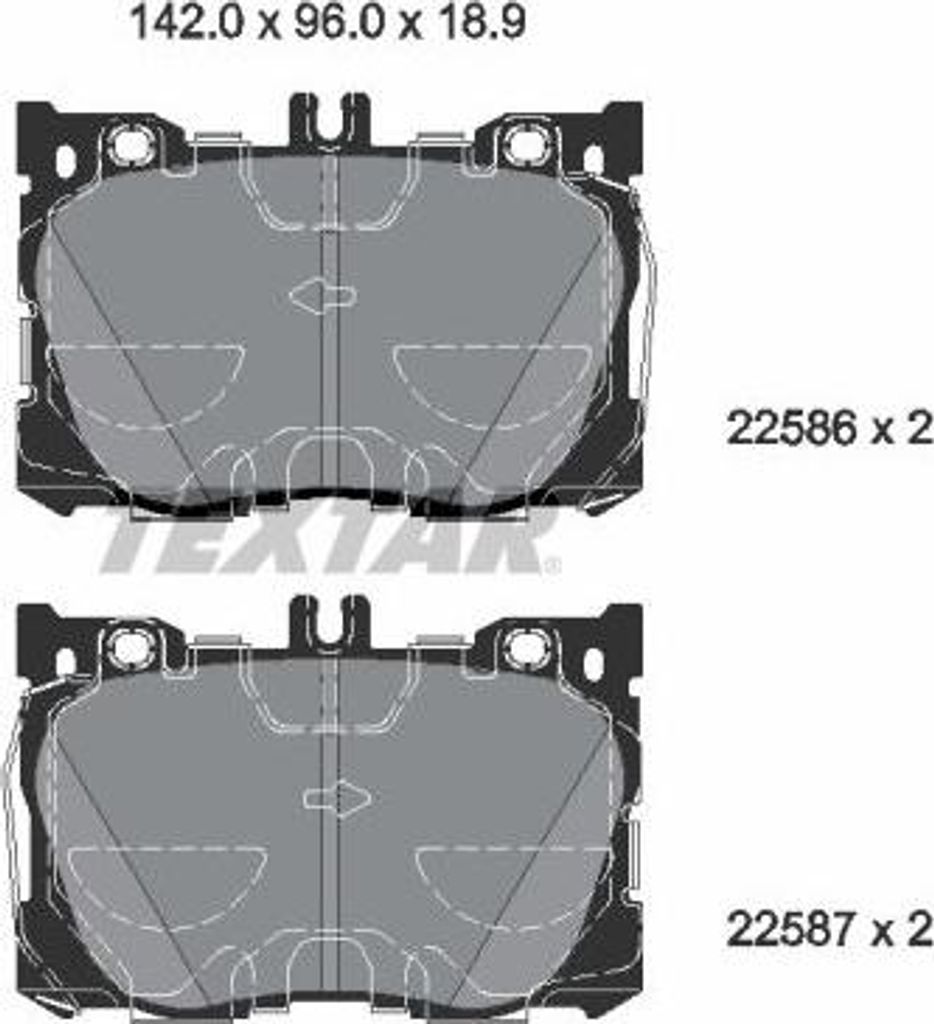 TEXTAR 2258601 Bremsbelagsatz, Scheibenbremse OE 0004204900 kompatibel mit GLC, EQC, E-Klasse, CLS, C-Klasse