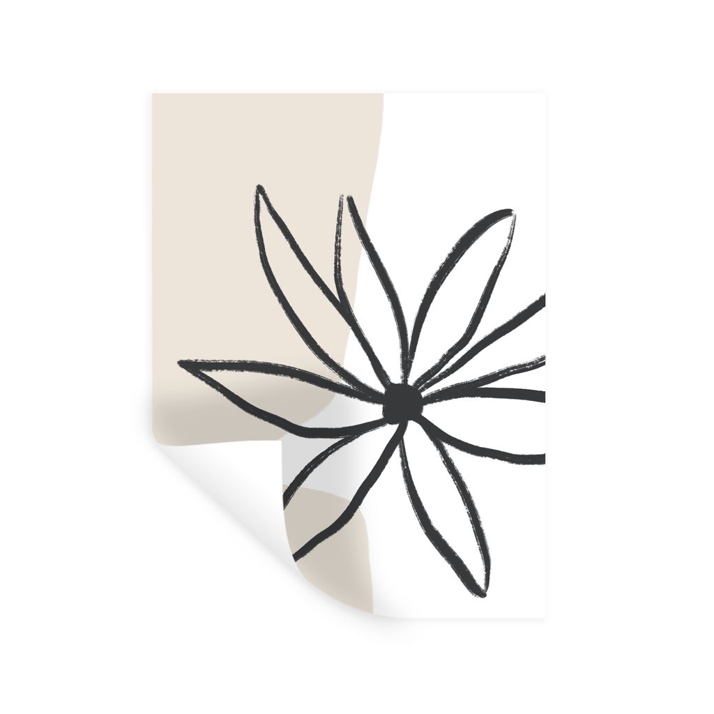 MuchoWow Wandtattoo Wandsticker Wandaufkleber Blumen - Minimalismus - Pastell 90x120 cm Selbstklebend und Repositionierbar - Faltenfrei