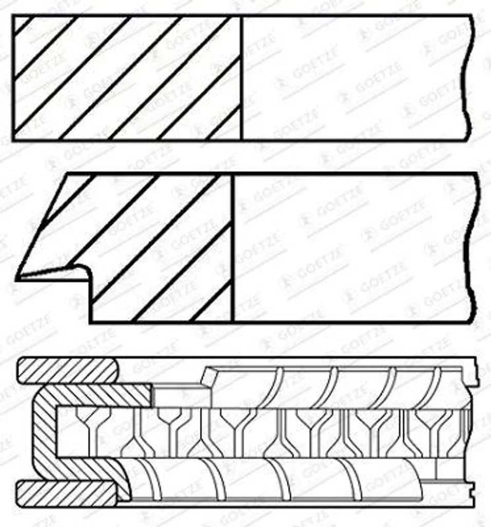 Kit segments de piston OE 630201 pour réparation moteur Daily et Fox