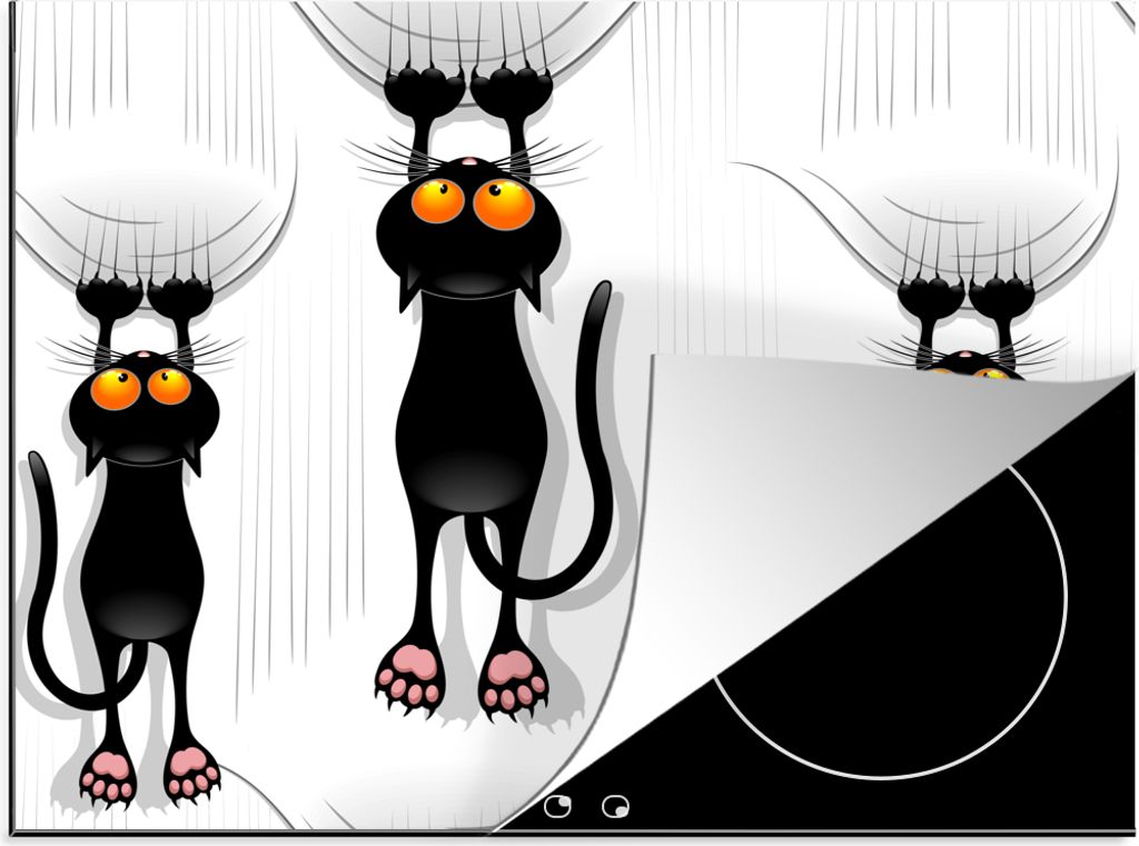 KitchenYeah Herdabdeckplatte Muster - Katze - Schwarz - Jungen - Mädchen - Kinder - Kinder , 70x52cm, Küche Deko, Glaskeramikkochfeld Herdabdec...