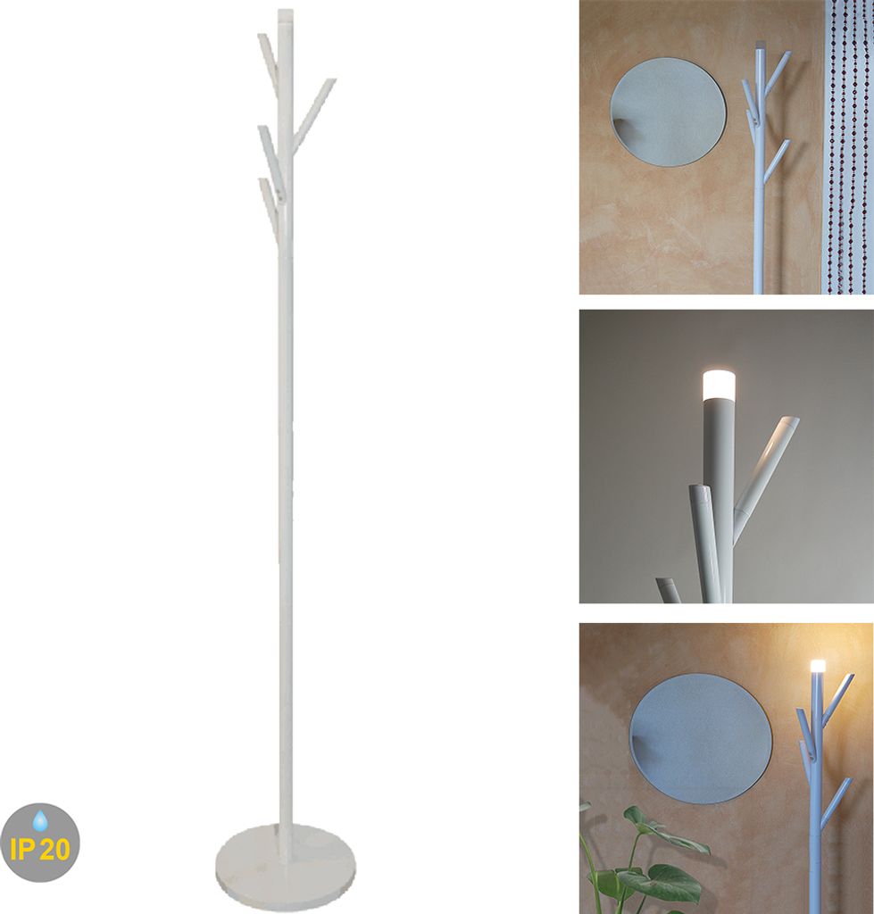 Garderobenständer mit LED Beleuchtung Kleiderständer Standgarderobe : Weiss