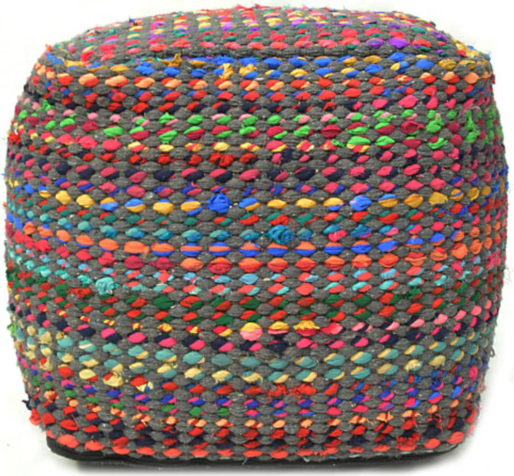 Pouf Madrid Tissu Indigo 40x40 - Assise Déco Ferme et Confortable