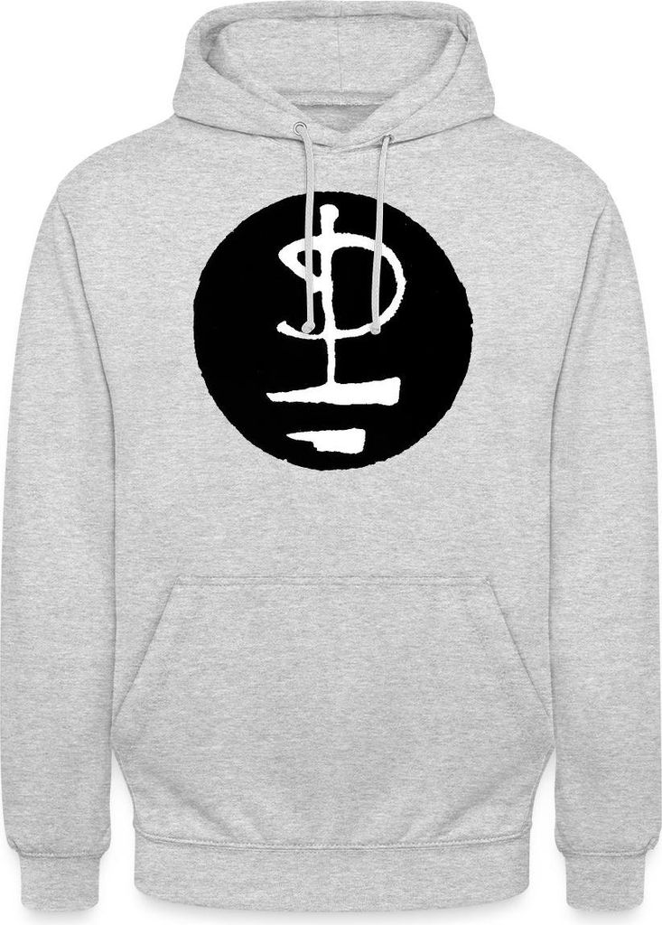 Spreadshirt Pink Floyd Logo Schwarz Weiß Uni Hoodie, XXL, Hellgrau meliert