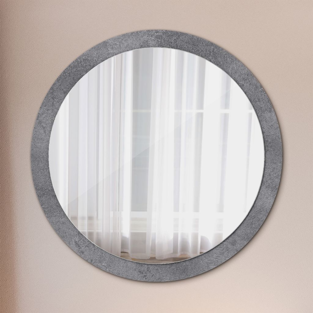 Spiegel - Mirror zum Wandspiegel Schlafzimmer – Schminkspiegel- Beton Textur- Ø100cm