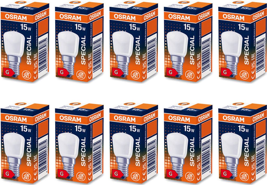 10 x Osram Glühbirne Röhre Special 15W E14 matt T26 Produktbild 