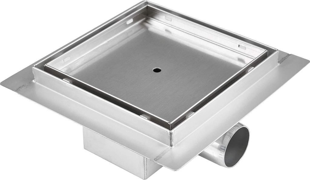 VILSTEIN Duschrinne aus Edelstahl I Quadrat I Bodenablauf I Extra Flach I inkl. Siphon mit Geruchsstop - Befliesbar 25x25 cm