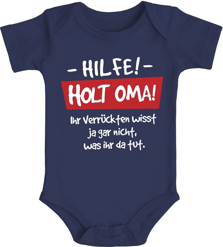 Baby Body Hilfe - holt Oma Sprüche lustig Baumwolle Jungen & Mädchen MoonWorks navy 12-18 Monate