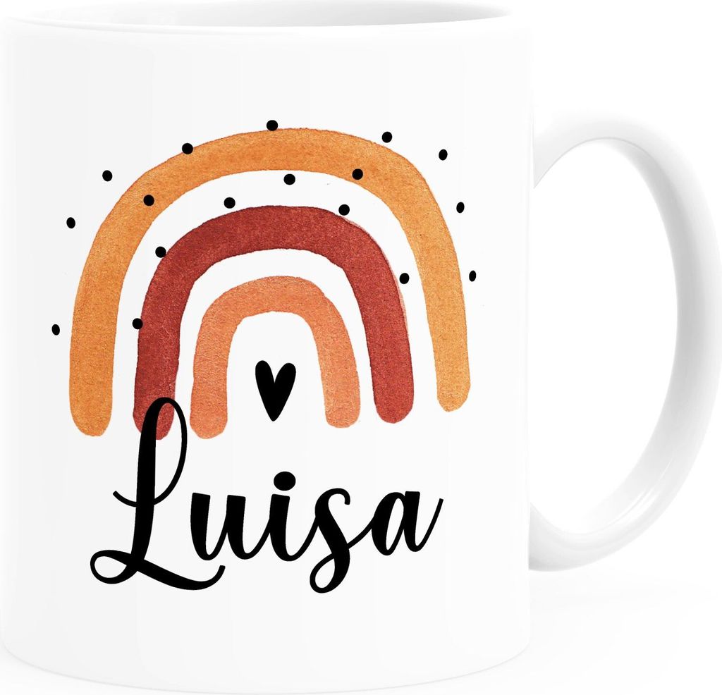 Kinder-Tasse Regenbogen Rainbow Boho personalisierte Namenstasse aus Keramik für Kinder Jungen Mädchen SpecialMe Jungs weiß-rot Keramik-Tasse