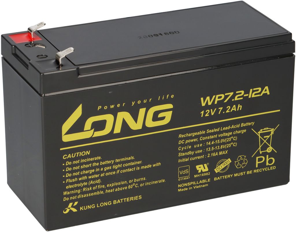 Kung Long VdS WP7.2-12A F1 12V 7,2 Ah olovená AGM batéria Obrázok produktu 