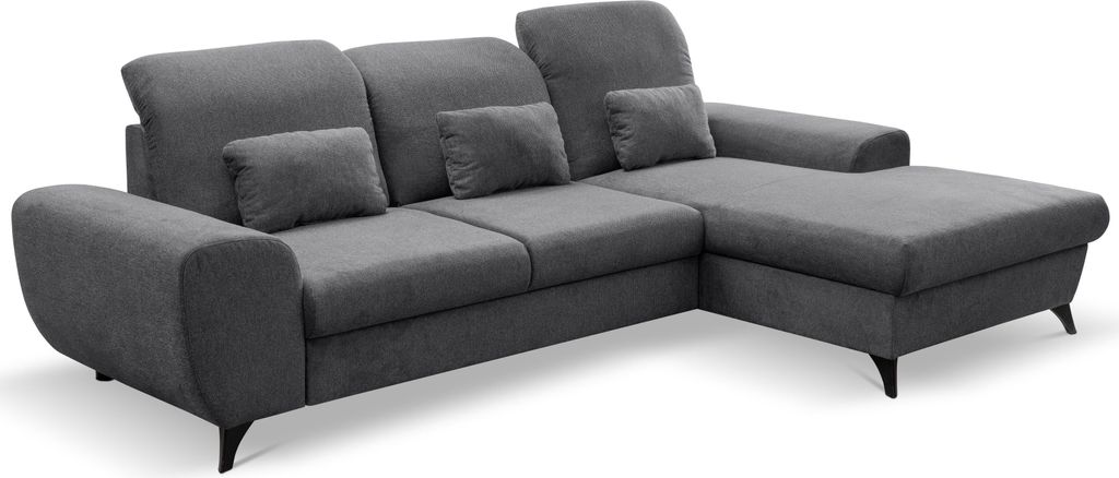 Masseno Ecksofa LUCE R-S mit Schlaffunktion L-Form, Sofa mit Bettkasten, Wohnzimmersofa, Couch, Soffa, Bettsofa, Couchgarnitur- Grau, AVRA SIC LOFT 23