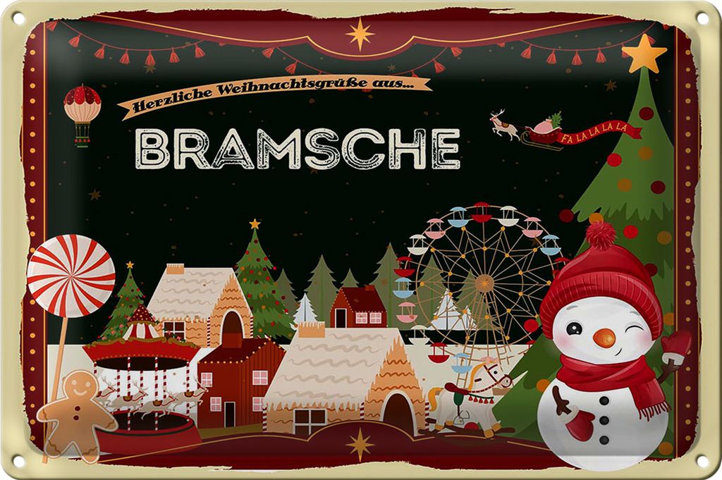 Blechschild Weihnachten Grüße BRAMSCHE 40x30cm