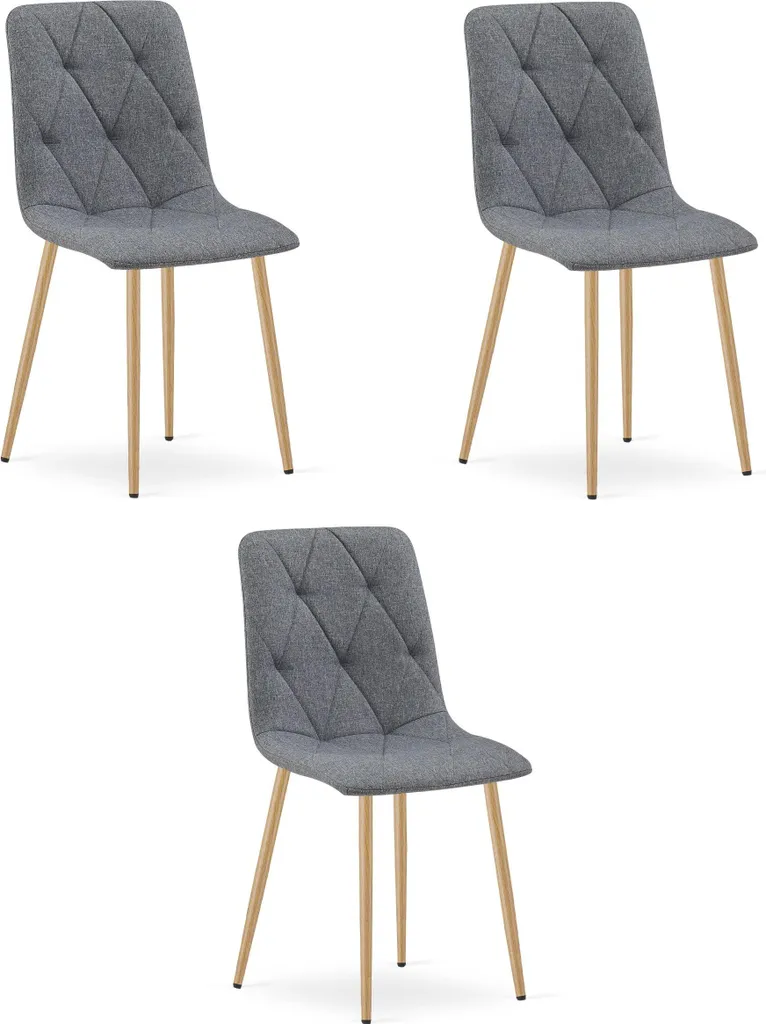 Sedia LIBRA Set 3 Pezzi Grigio Scuro e Legno - Offerta Arredo Pranzo