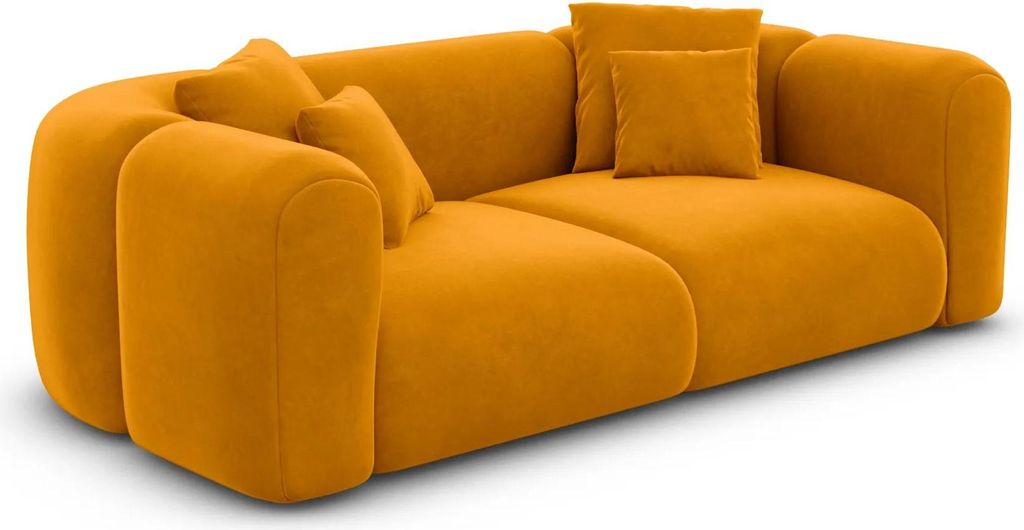 Samtstoff 2-Sitzer Couch Belio Senf