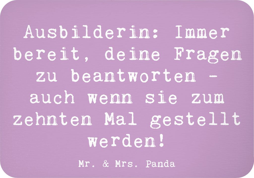 Mr. & Mrs. Panda magnet Spruch Ausbilderin Geduld - Lavendeltraum - Geschenk, handgefertigte Geschenke, whiteboardmagnet, Lernbegleitung, Anerkennu...