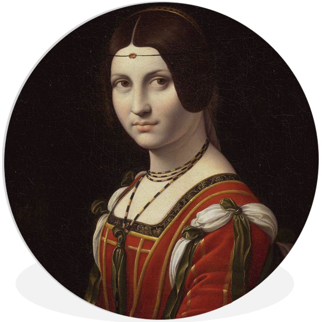 MuchoWow Rundes Wandbild - Runde Bilder La Belle Ferronnière - Leonardo da Vinci Ø 60 cm Kreis Wanddekoration Kunststoff - Wandkreis - Wandschm...