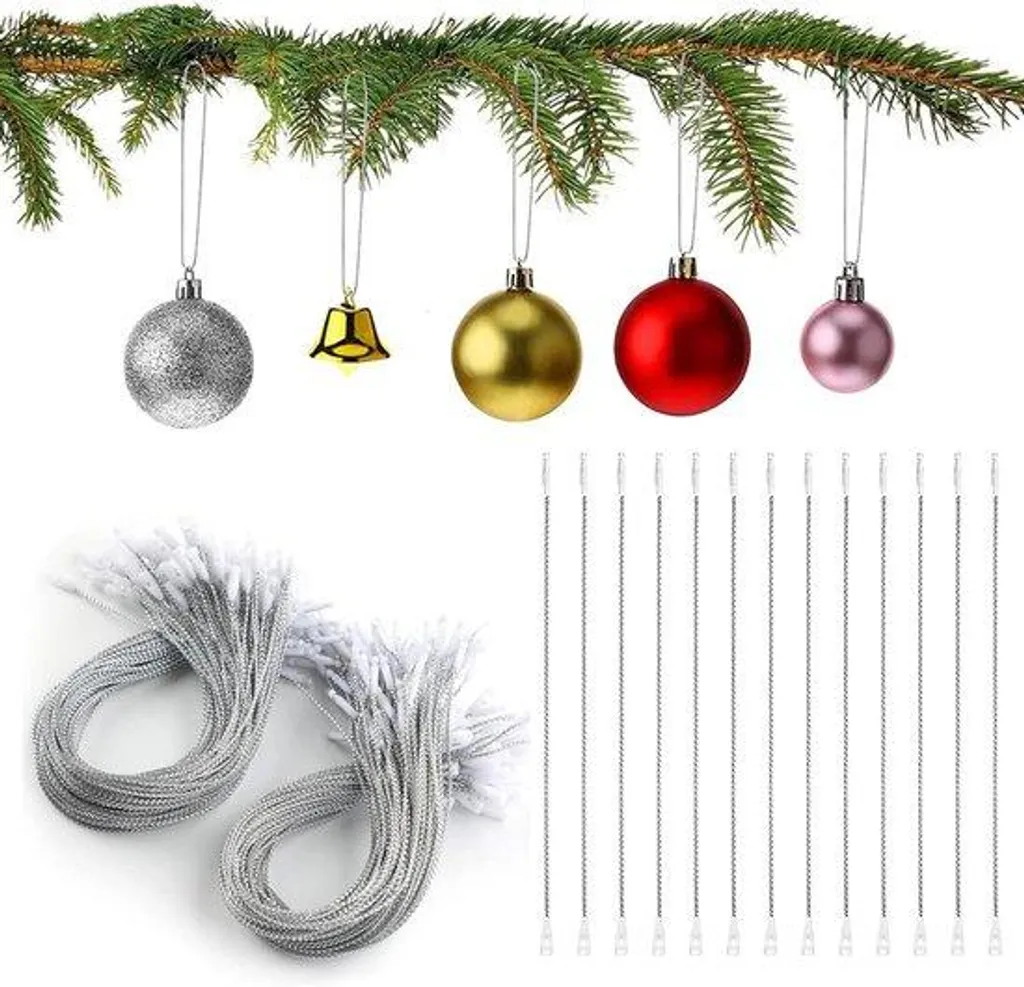 Lot de 200 bougeoirs argentés avec crochets pour sapin de Noël chic