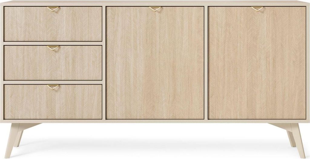 Kommode – Sideboard – KSZ158 – FOREST – Sandbeige – Modernes Design mit maximaler Stauraumnutzung