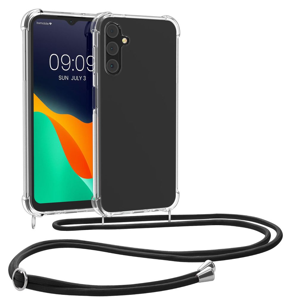 kwmobile Necklace Case kompatibel mit Samsung Galaxy A14 5G Hülle - Silikon Cover mit Handykette - Band Handyhülle Transparent