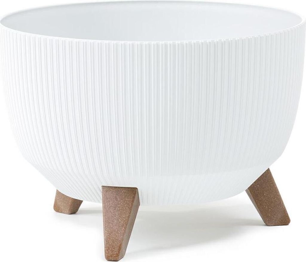 HowHomely Blumentopf Rund 18 cm Höhe, Pflanzkübel mit Beinen, Weiß Übertopf für garten balkon